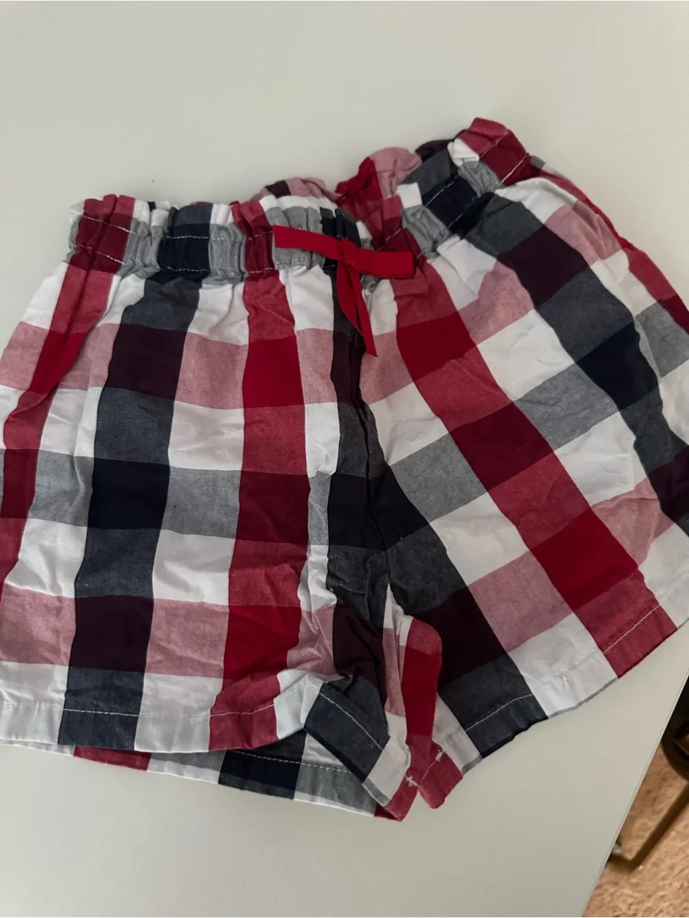 Gymboree Red, Navy & Gray Plaid Elastic-Waist Shorts